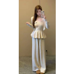 Waist-cinching knitted three-piece set