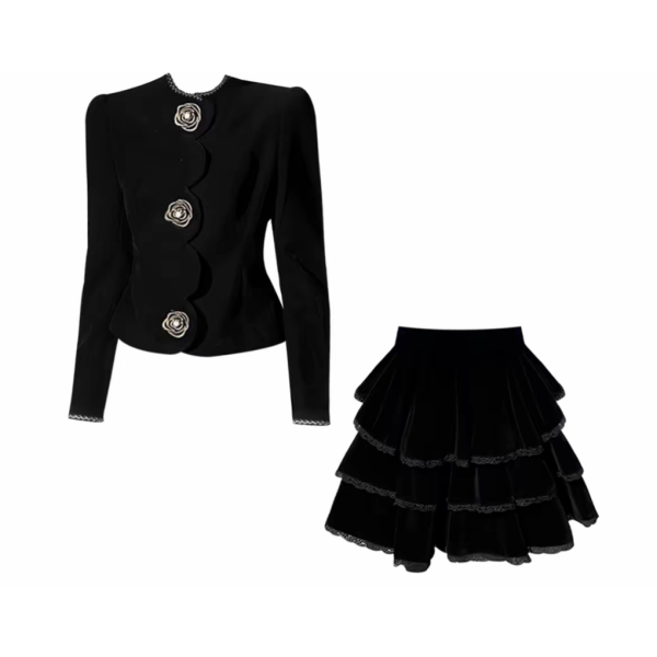 A black French-style fashionable suit