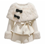 A sweet apricot-colored shawl set of three pieces