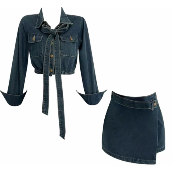 Irregular denim suit