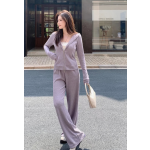 紫色連帽衛衣短款套裝