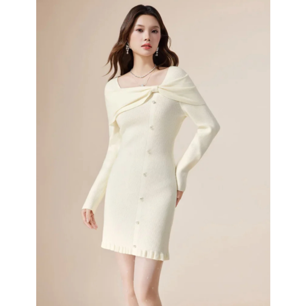 溫柔甜美毛織連衣裙