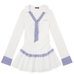 學院風收腰短洋裝