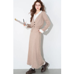 撞色polo領長洋套裝