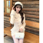 千金毛領毛呢外套短裙名媛風兩件套裝