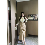 法式氣質收腰荷葉邊魚尾套裝