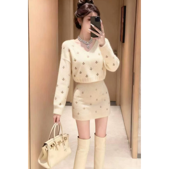 財閥千金感小香風針織套裝