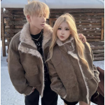 美拉德冬季情侶款皮毛一體美式風