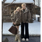 美拉德冬季情侶款皮毛一體美式風