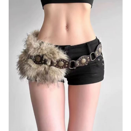 時尚感設計款皮草腰帶