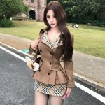 英倫風風衣外套格子套裝