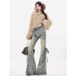 做舊水洗牛仔設計款微喇褲