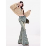 做舊水洗牛仔設計款微喇褲