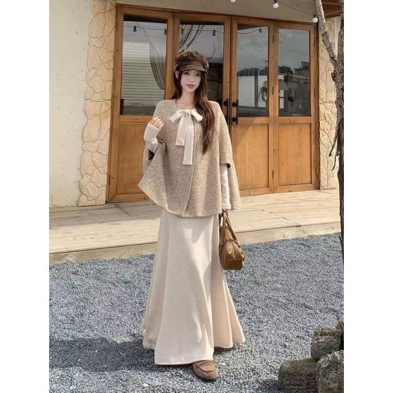 斗篷優雅氣質風兩件套